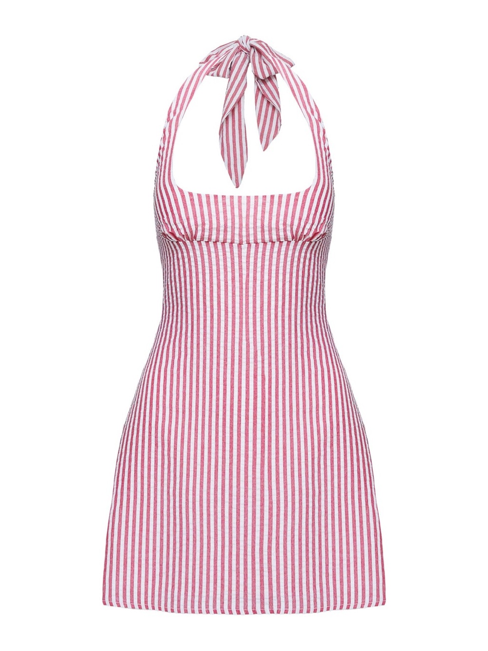 Princess Polly Kalico Halter Mini Dress Red / White Stripe